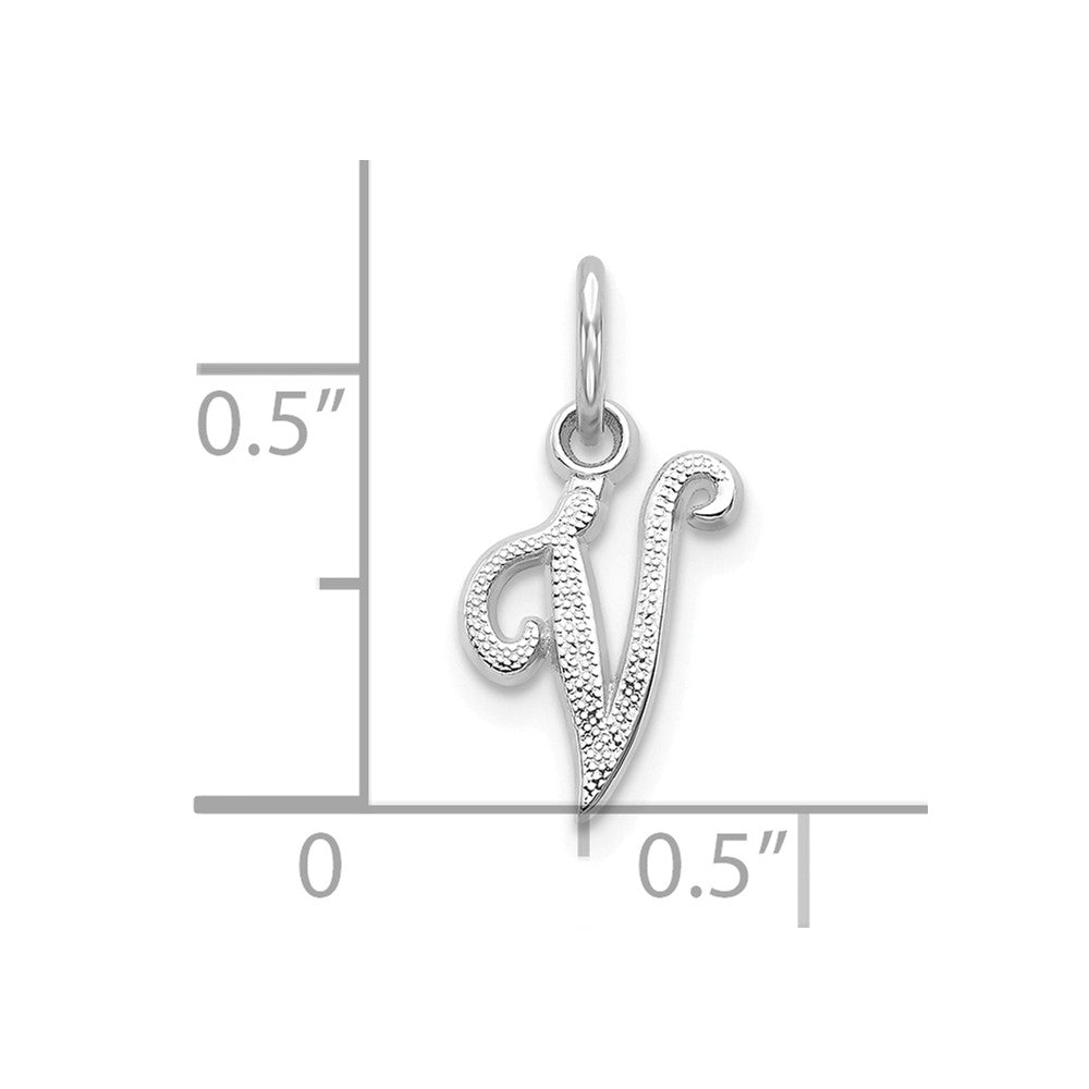FJC Finejewelers 10k White Gold Initial V Charm