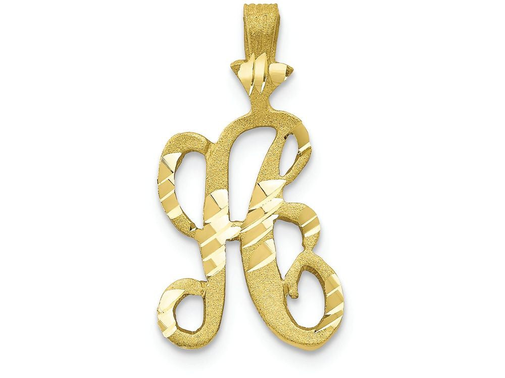 FJC Finejewelers 10k Bright-cut Grooved Initial A Charm