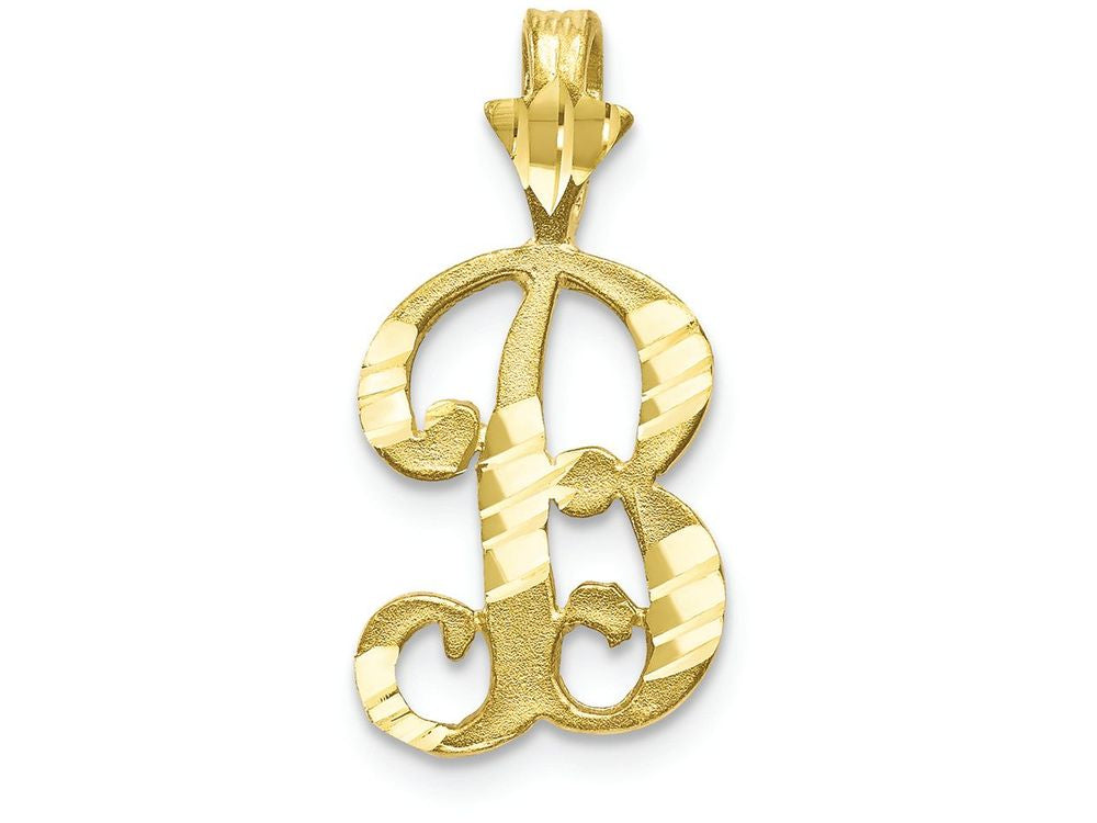 FJC Finejewelers 10k Bright-cut Grooved Initial B Charm