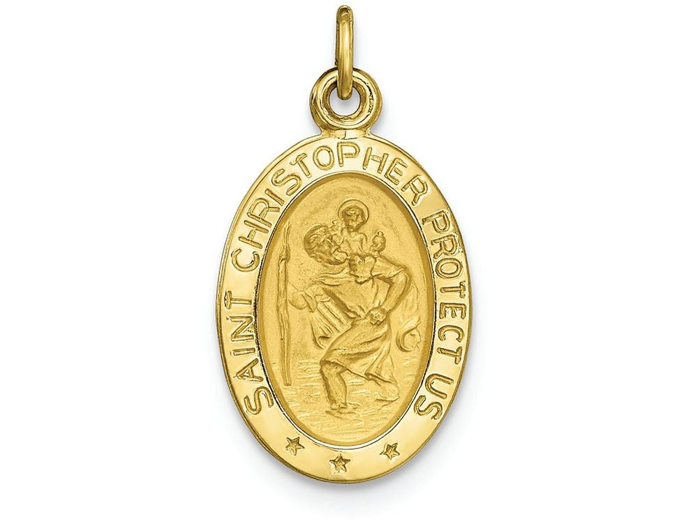 FJC Finejewelers 10k Yellow Gold Solid Satin Polished Saint Christopher Charm