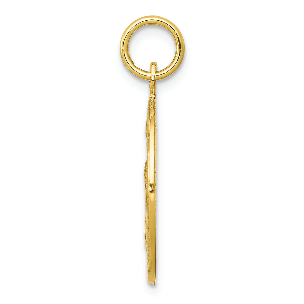 FJC Finejewelers 10k Yellow Gold Solid Satin Polished Baptism Disc Charm