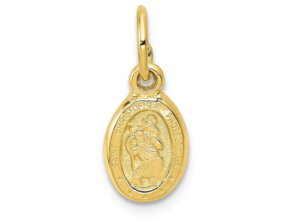 FJC Finejewelers 10k Yellow Gold Solid Satin Polished Saint Christopher Charm