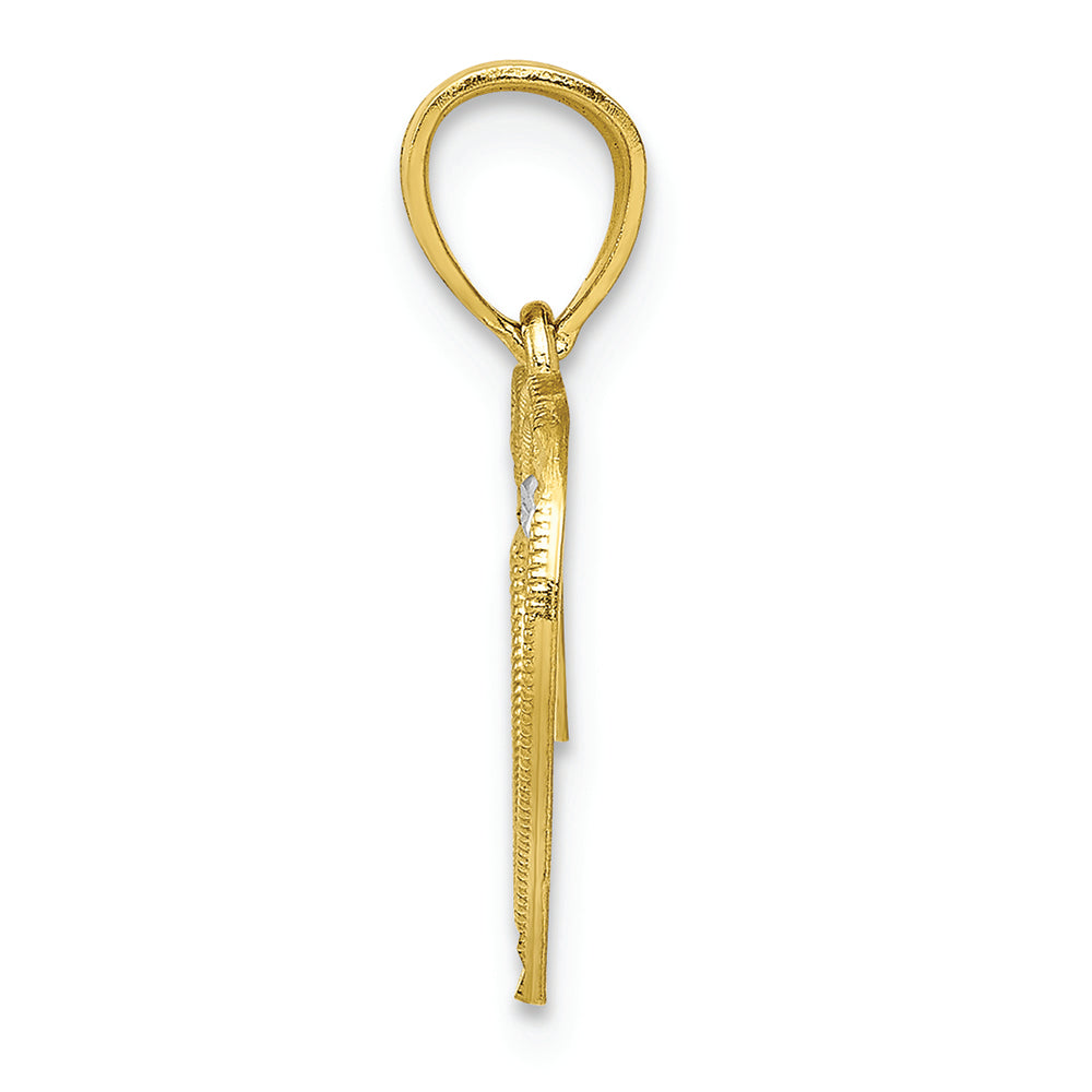 FJC Finejewelers 10k Yellow Gold with Rhodium Heart Charm