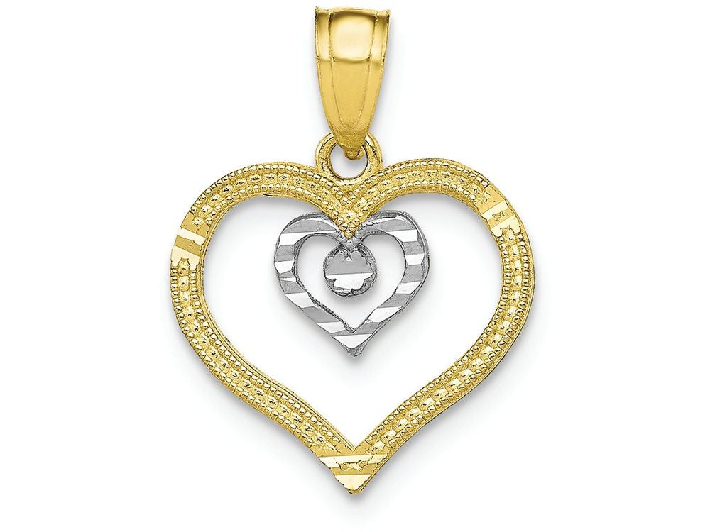 FJC Finejewelers 10k Yellow Gold with Rhodium Heart Charm