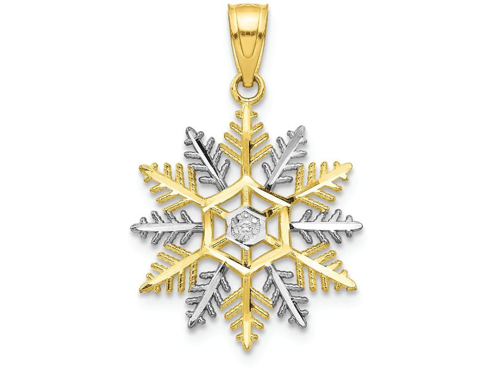 FJC Finejewelers 10k Yellow Gold with Rhodium Snowflake Charm