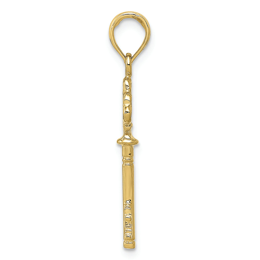 FJC Finejewelers 10k Yellow Gold 3d Key Charm with Triple Heart Top
