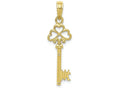 FJC Finejewelers 10k Yellow Gold 3d Key Charm with Triple Heart Top