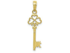 FJC Finejewelers 10k Yellow Gold 3d Key Charm with Triple Heart Top