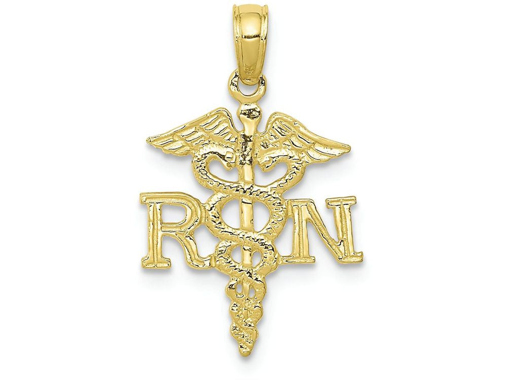 FJC Finejewelers 10k Yellow Gold Rn Caduceus Charm