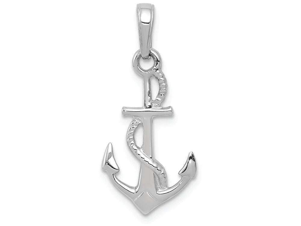 FJC Finejewelers 10k White Gold 3d Anchor with Rope Polish Charm