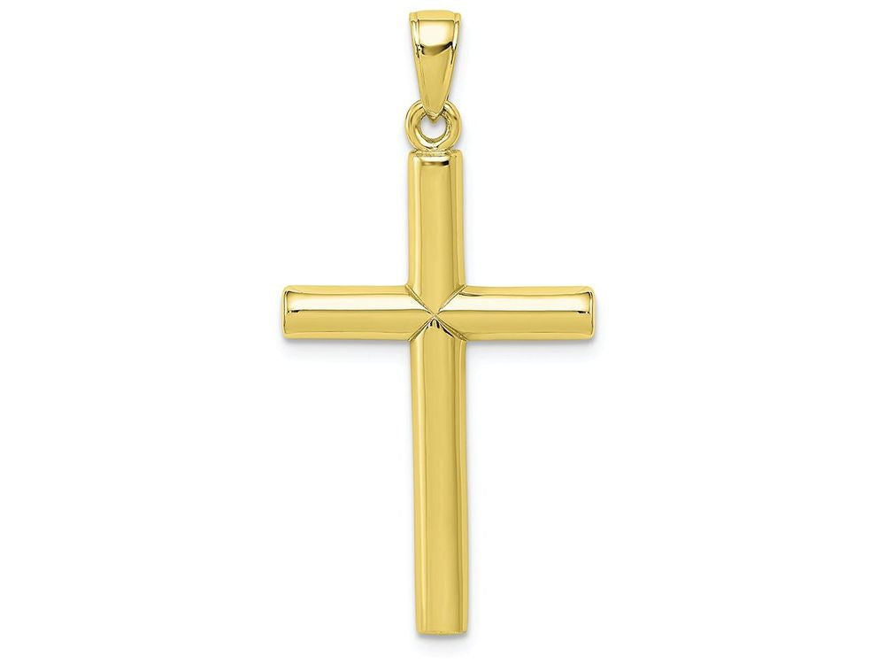 FJC Finejewelers 10k Yellow Gold Stick Style Cross with Beveled Front Charm