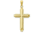FJC Finejewelers 10k Yellow Gold Cylinder Cross On Beaded Trim Frame Charm