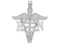 FJC Finejewelers 10k White Gold Rn Caduceus Charm