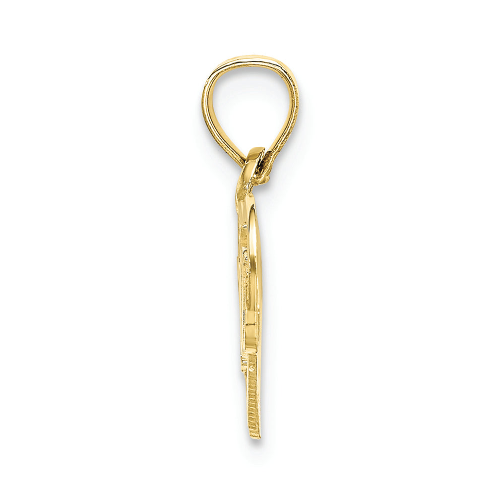 FJC Finejewelers 10k Yellow Gold Polished Textured I Love You Double Heart Charm
