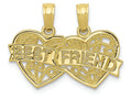 FJC Finejewelers 10k Yellow Gold Best Friend Breakable Double Hearts with Banner Charm