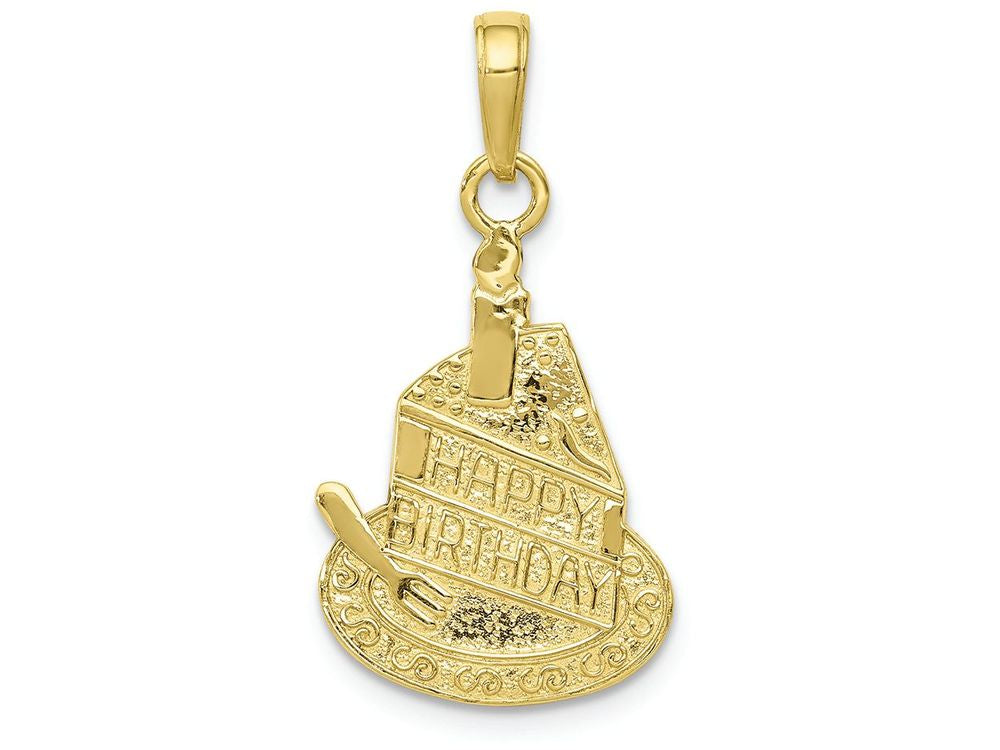 FJC Finejewelers 10k Yellow Gold Slice Of Cake with Candle Happy Birthday Charm