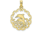 FJC Finejewelers 10k Yellow Gold Cut-out Jumping Dolphins Charm