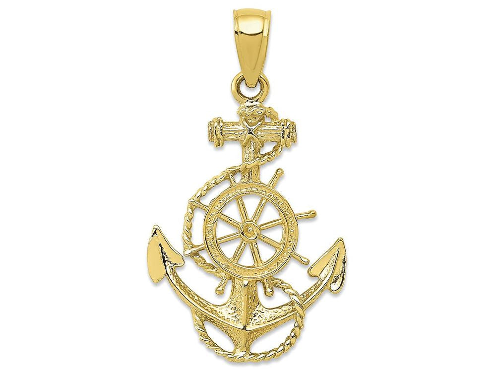 FJC Finejewelers 10k Yellow Gold Anchor And Wheel Charm