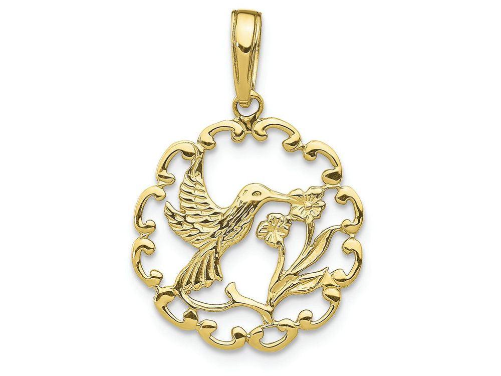 FJC Finejewelers 10k Yellow Gold Hummingbird with Flower In Frame Charm