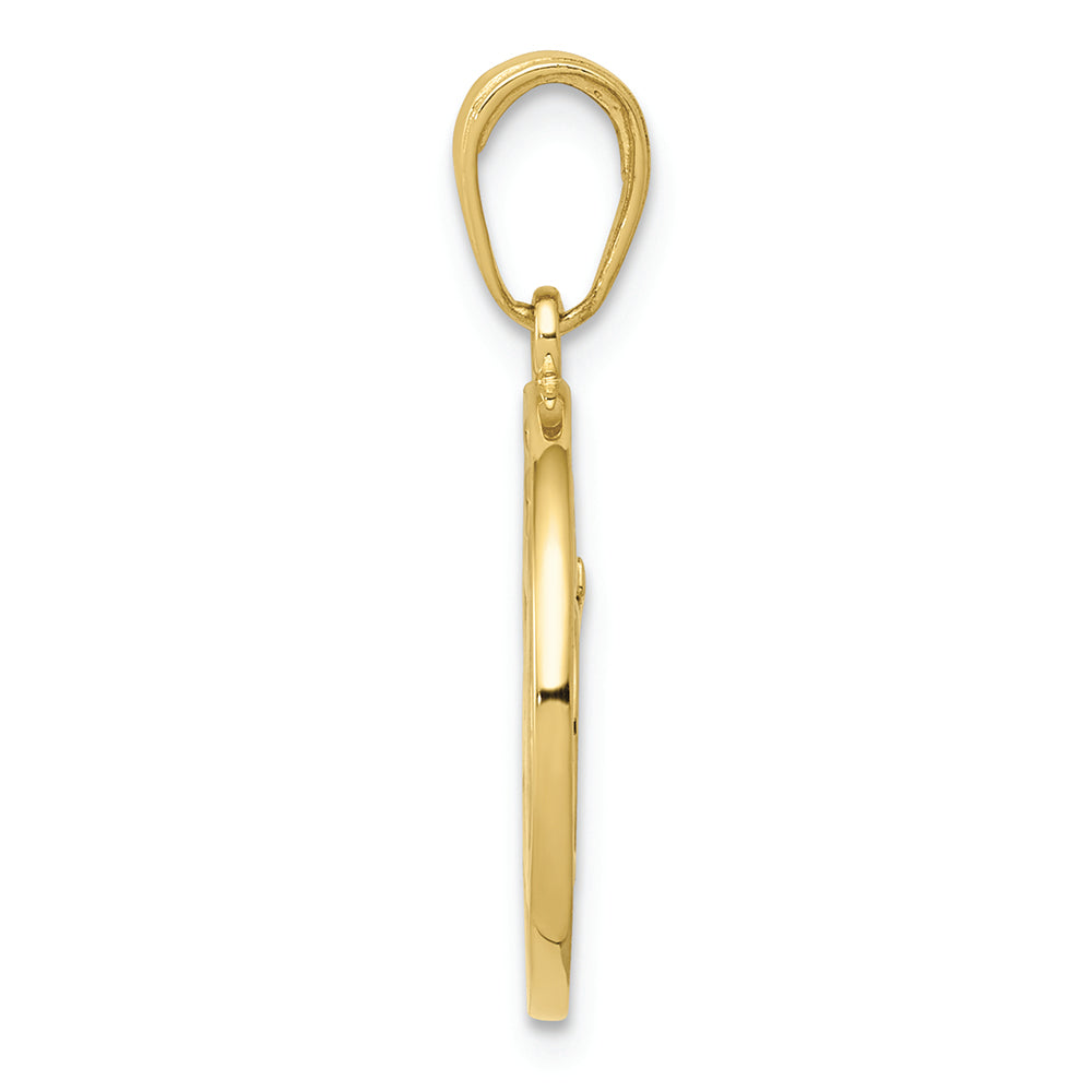 FJC Finejewelers 10k Yellow Gold Round Frame Yoga Om Symbol Charm