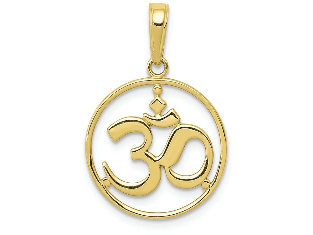 FJC Finejewelers 10k Yellow Gold Round Frame Yoga Om Symbol Charm