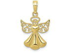 FJC Finejewelers 10k Yellow Gold Angel with Filigree Wings Holding A Heart Charm