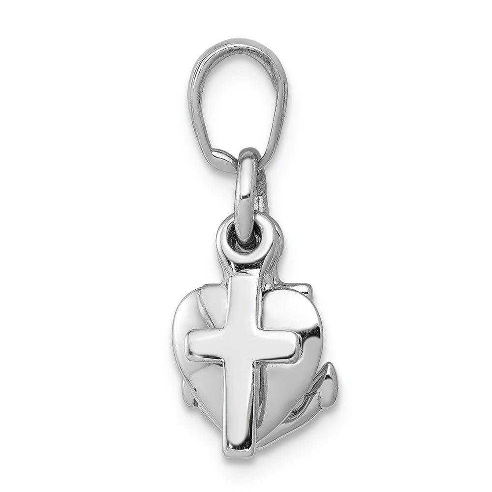 FJC Finejewelers 10k White Gold 3d Faith  Hope Love (cross Anchor Heart) Mini Charm