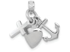 FJC Finejewelers 10k White Gold 3d Faith  Hope Love (cross Anchor Heart) Mini Charm