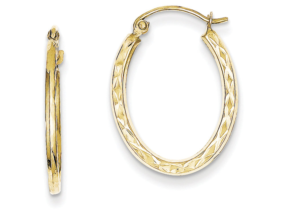 FJC Finejewelers 10k Textured Hollow Oval Hoop Earrings