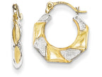 FJC Finejewelers 10k Yellow Gold  with White Rhodium Scalloped Hollow Hoop Earrings