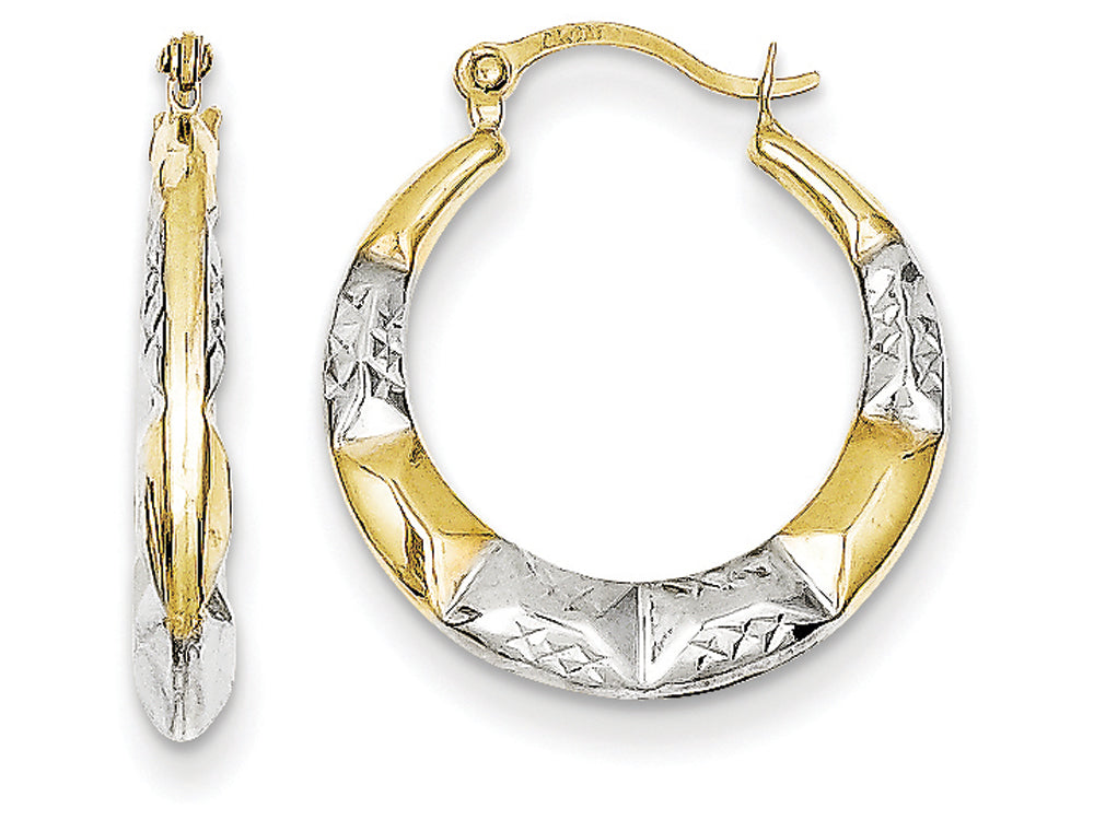 FJC Finejewelers 10k and Rhodium Hollow Hoop Earrings