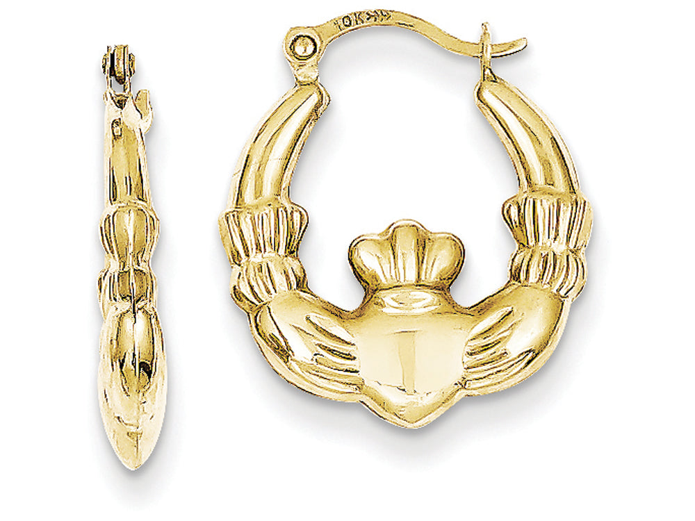FJC Finejewelers 10k Claddagh Hollow Hoop Earrings