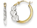 FJC Finejewelers 10k and Rhodium And Hearts Hollow Hoop Earrings