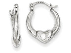 FJC Finejewelers 10k White Gold Heart Hollow Hoop Earrings