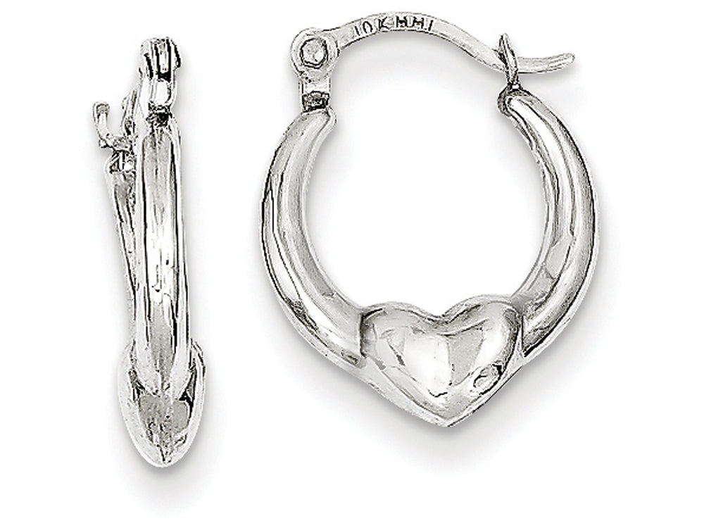 FJC Finejewelers 10k White Gold Heart Hollow Hoop Earrings