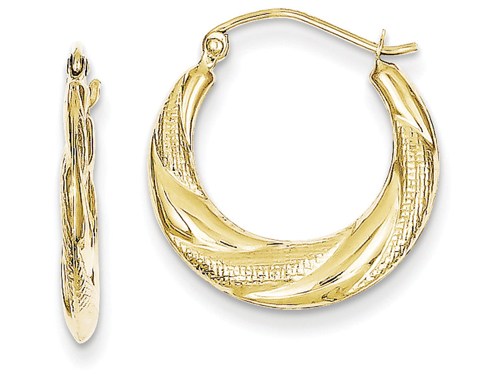 FJC Finejewelers 10k Textured Scalloped Hollow Hoop Earrings