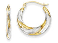 FJC Finejewelers 10k and Rhodium Twist Hollow Hoop Earrings