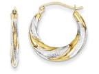 FJC Finejewelers 10k and Rhodium Twist Hollow Hoop Earrings