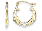 FJC Finejewelers 10k and Rhodium Dolphin Heart Hollow Hoop Earrings