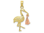 FJC Finejewelers 10k Two-tone Gold Stork with Pink Baby Dangling Charm