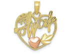 FJC Finejewelers 10k Two-tone Gold #1 Wife In Heart with Heart Charm