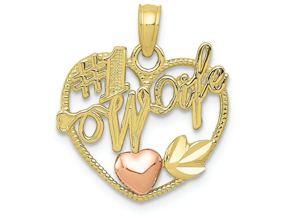 FJC Finejewelers 10k Two-tone Gold #1 Wife In Heart with Heart Charm