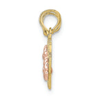 FJC Finejewelers 10k Two-tone Gold Mom-daughter Breakable Hearts with Pink Flowers Charm