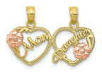 FJC Finejewelers 10k Two-tone Gold Mom-daughter Breakable Hearts with Pink Flowers Charm