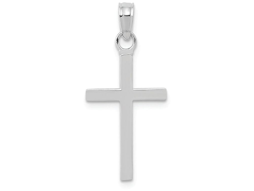 FJC Finejewelers 10k White Gold 3d Block Cross Charm