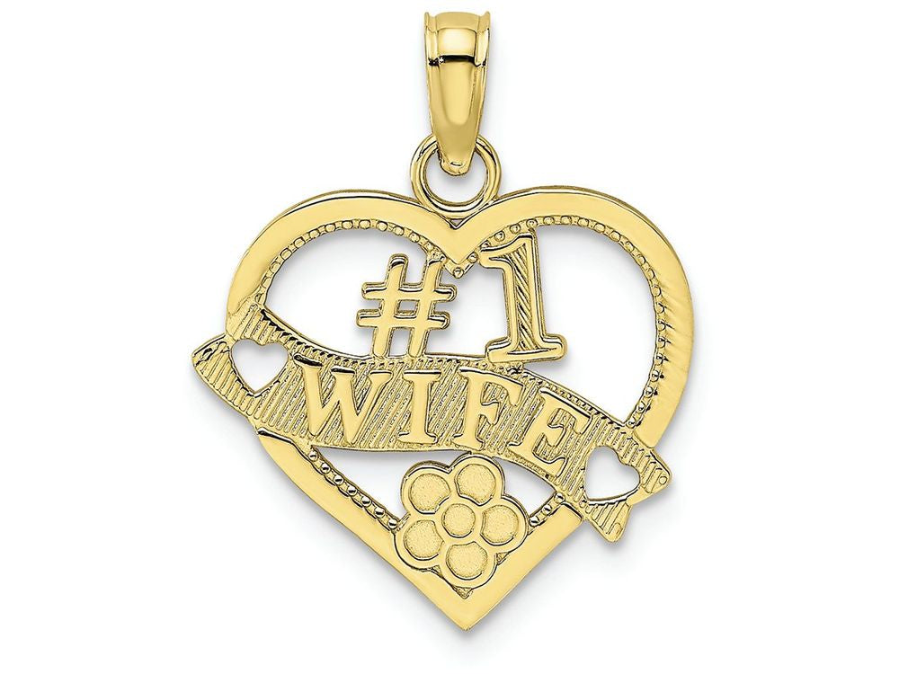 FJC Finejewelers 10k Yellow Gold #1 Wife Heart Charm
