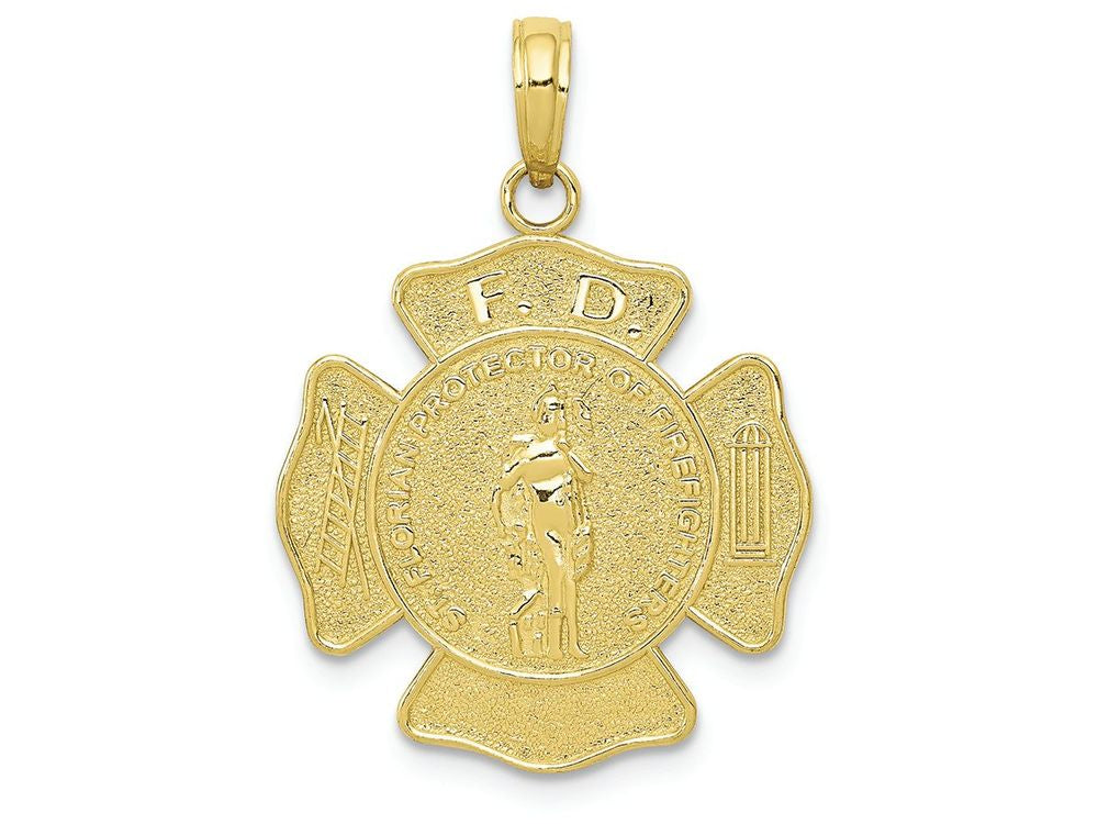 FJC Finejewelers 10k Yellow Gold F.d. Saint Florian Medal Charm Maltese Cross Fire Dept.