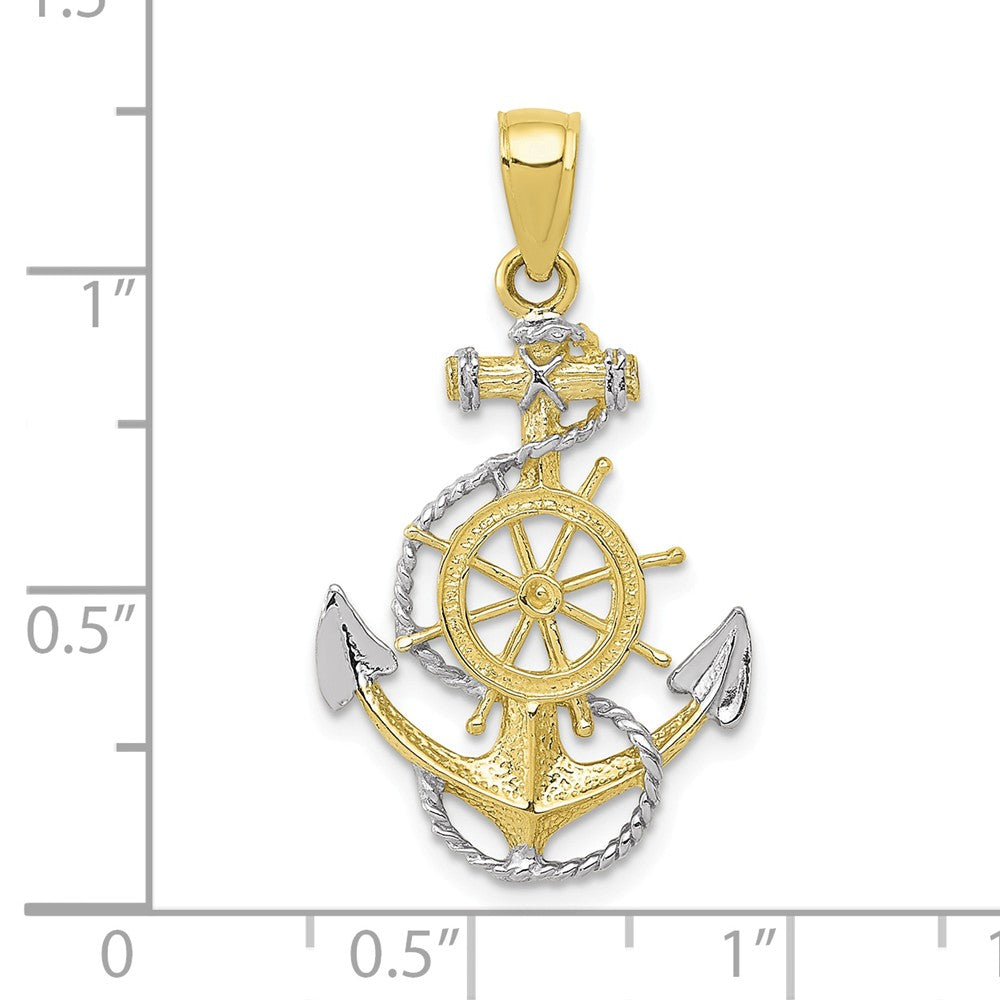 FJC Finejewelers 10k Yellow Gold Two-tone with Rhodium Anchor with Rope Charm