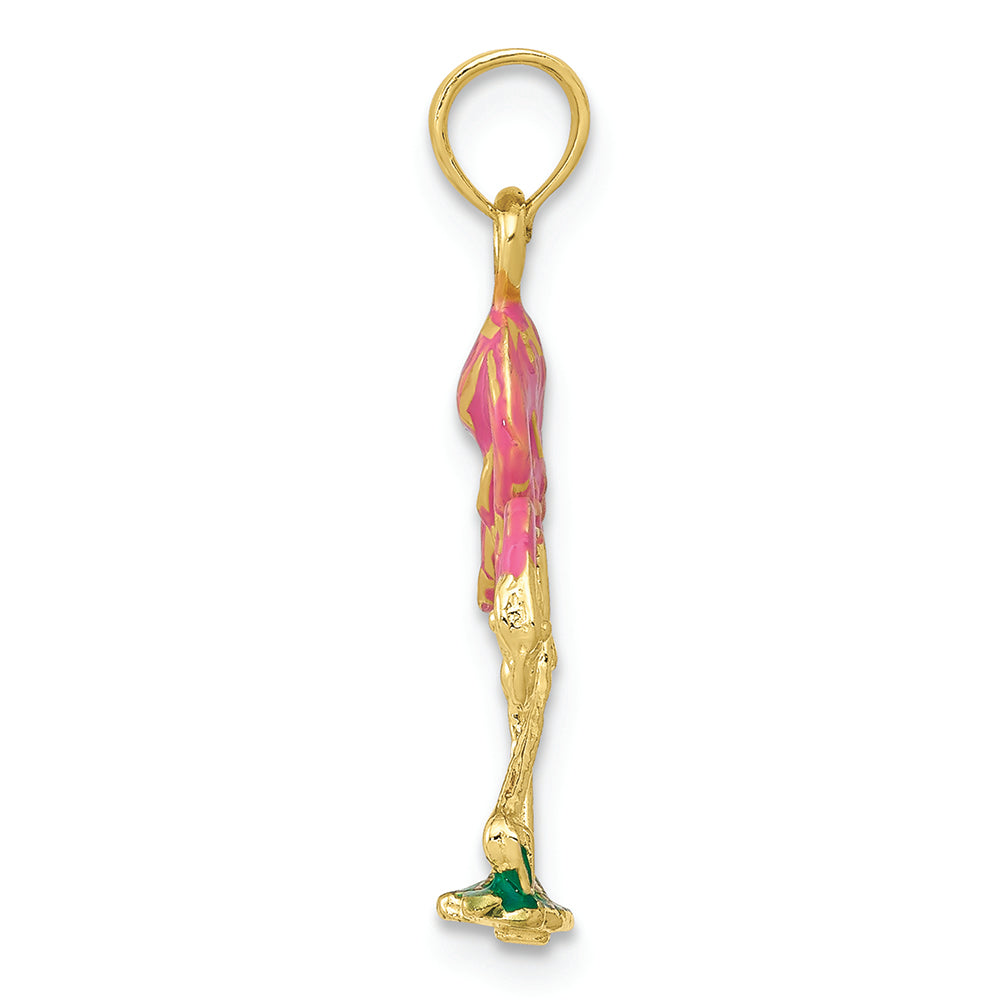 FJC Finejewelers 10k Yellow Gold 3d Pink Flamingo Charm