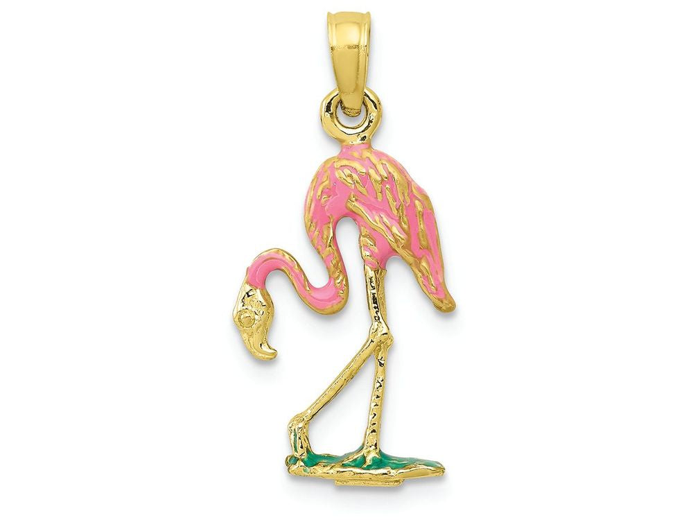 FJC Finejewelers 10k Yellow Gold 3d Pink Flamingo Charm